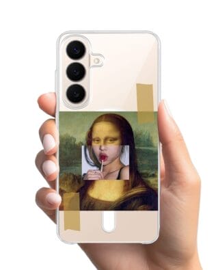 Etui do Samsung Galaxy S26 Plus z MagSafe przeźroczyste, silikonowe Flexi, Mona Lisa z lizakiem