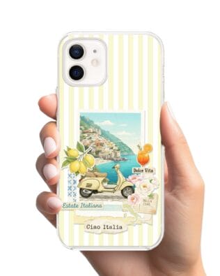 Etui do iPhone 12 Mini przeźroczyste, silikonowe Flexi, Italian Summer, Ciao Italia