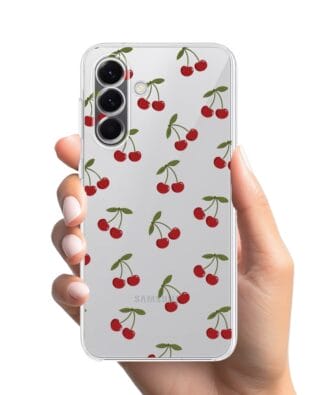 Etui do Samsung Galaxy A57 przeźroczyste, silikonowe Flexi, Mini Patterns, Wiśnie