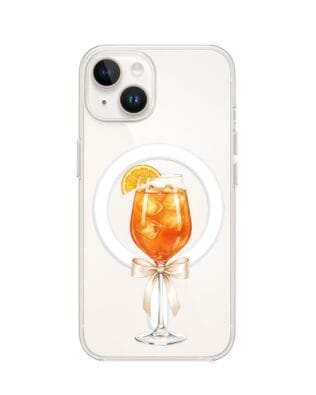 Etui do iPhone 14 Plus z MagSafe przeźroczyste, silikonowe Flexi, Paradise, Aperol Spritz