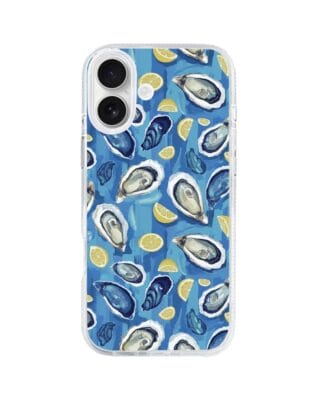Etui do iPhone 16 z MagSafe przeźroczyste, silikonowe Flexi, Summer Patterns, ostrygi z cytrynką