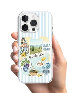 Etui do iPhone 16 Pro Max przeźroczyste, silikonowe Flexi, Italian Summer, La Dolce Vita
