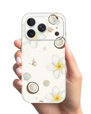 Etui do iPhone 17 Pro Max przeźroczyste, silikonowe Flexi, Summer Patterns, hawajskie kokosy