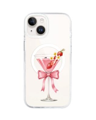 Etui do iPhone 13 z MagSafe przeźroczyste, silikonowe Flexi, Paradise, Strawberry Martini