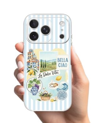 Etui do iPhone 17 Pro przeźroczyste, silikonowe Flexi, Italian Summer, La Dolce Vita