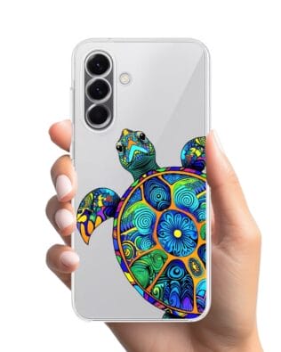 Etui do Samsung Galaxy A57 przeźroczyste, silikonowe Flexi, Dzika Mandala, Żółw
