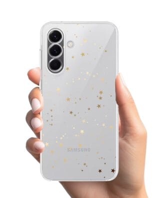 Etui do Samsung Galaxy A57 przeźroczyste, silikonowe Flexi, Złote gwiazdki