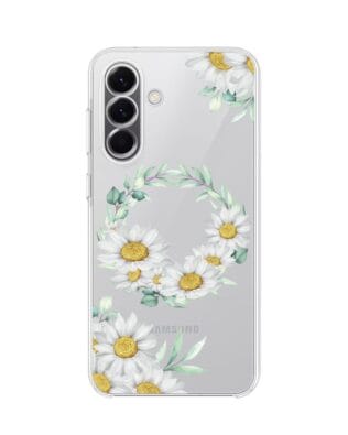 Etui do Samsung Galaxy A57 przeźroczyste, silikonowe Flexi, wianek stokrotek