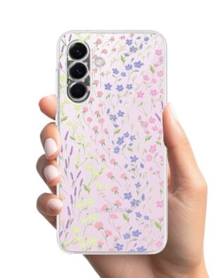 Etui do Samsung Galaxy A57 przeźroczyste, silikonowe Flexi, kwiaty polne