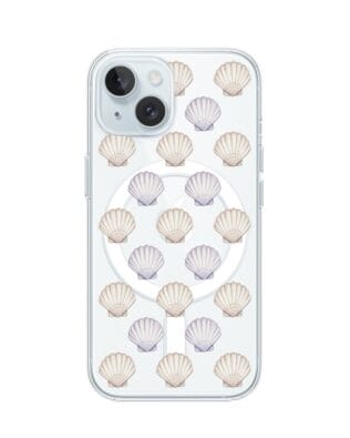 Etui do iPhone 15 Plus z MagSafe przeźroczyste, silikonowe Flexi, Summer Patterns, pastelowe muszelki