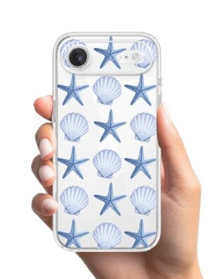 Etui do iPhone Air przeźroczyste, silikonowe Flexi, Summer Patterns, niebieskie rozgwiazdy