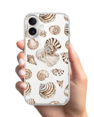 Etui do iPhone 16 Plus przeźroczyste, silikonowe Flexi, Summer Patterns, ozdobne muszle