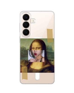 Etui do Samsung Galaxy S26 z MagSafe przeźroczyste, silikonowe Flexi, Mona Lisa z lizakiem