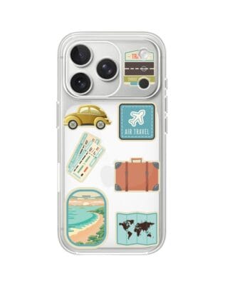 Etui do iPhone 17 Pro przeźroczyste, silikonowe Flexi, pocztowe znaczki