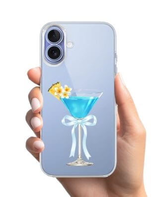 Etui do iPhone 17 przeźroczyste, silikonowe Flexi, Paradise, Blue Hawaii