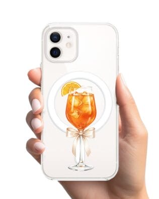 Etui do iPhone 12 Mini z MagSafe przeźroczyste, silikonowe Flexi, Paradise, Aperol Spritz