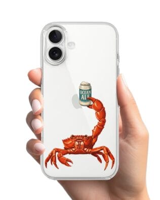 Etui do iPhone 17 przeźroczyste, silikonowe Flexi, Paradise, krab z piwem