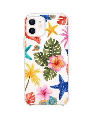 Etui do iPhone 12 przeźroczyste, silikonowe Flexi, Summer Patterns, tropikalny wzór