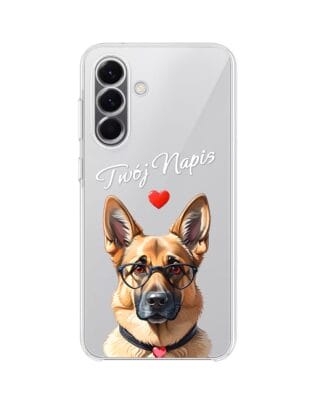 Etui do Samsung Galaxy A57 przeźroczyste, silikonowe Flexi, Puppy Love, pies rasy Owczarek Niemiecki