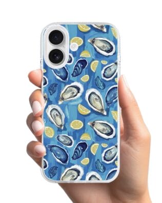 Etui do iPhone 17 z MagSafe przeźroczyste, silikonowe Flexi, Summer Patterns, ostrygi z cytrynką