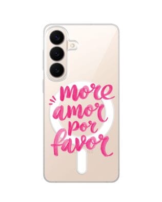 Etui do Samsung Galaxy S26 z MagSafe przeźroczyste, silikonowe Flexi, Positive Vibes, More amore per favore
