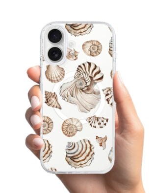 Etui do iPhone 16 z MagSafe przeźroczyste, silikonowe Flexi, Summer Patterns, ozdobne muszle