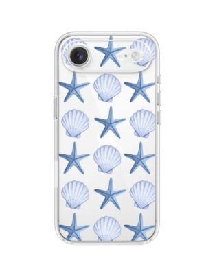 Etui do iPhone Air przeźroczyste, silikonowe Flexi, Summer Patterns, niebieskie rozgwiazdy