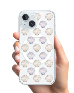 Etui do iPhone 15 Plus z MagSafe przeźroczyste, silikonowe Flexi, Summer Patterns, pastelowe muszelki