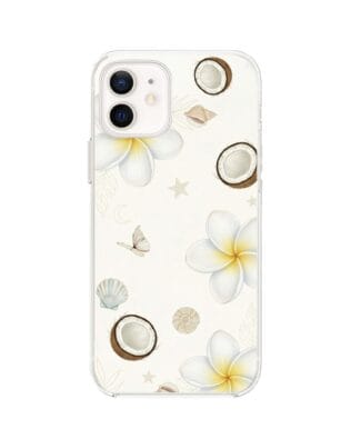 Etui do iPhone 12 Mini przeźroczyste, silikonowe Flexi, Summer Patterns, hawajskie kokosy