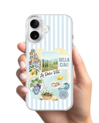 Etui do iPhone 16 Plus z MagSafe przeźroczyste, silikonowe Flexi, Italian Summer, La Dolce Vita
