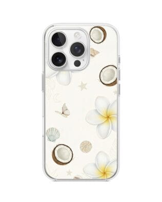 Etui do iPhone 15 Pro z MagSafe przeźroczyste, silikonowe Flexi, Summer Patterns, hawajskie kokosy