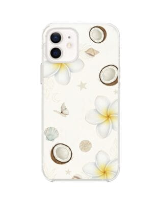Etui do iPhone 12 Mini z MagSafe przeźroczyste, silikonowe Flexi, Summer Patterns, hawajskie kokosy