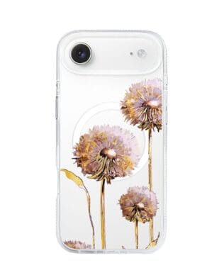 Etui do iPhone Air z MagSafe przeźroczyste, silikonowe Flexi, Kwiaty, złote dmuchawce