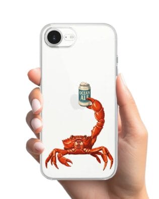 Etui do iPhone 17e przeźroczyste, silikonowe Flexi, Paradise, krab z piwem