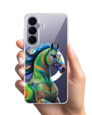 Etui do Samsung Galaxy S26 z MagSafe przeźroczyste, silikonowe Flexi, Dzika Mandala, Koń