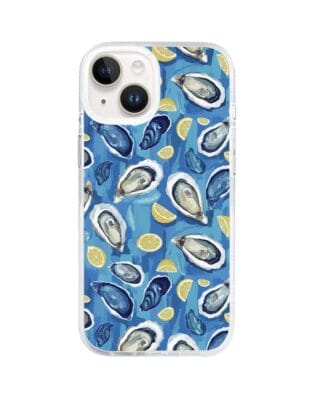 Etui do iPhone 13 z MagSafe przeźroczyste, silikonowe Flexi, Summer Patterns, ostrygi z cytrynką