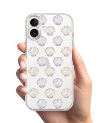 Etui do iPhone 16 przeźroczyste, silikonowe Flexi, Summer Patterns, pastelowe muszelki