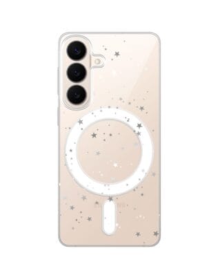 Etui do Samsung Galaxy S26 Plus z MagSafe przeźroczyste, silikonowe Flexi, Szampańskie gwiazdki
