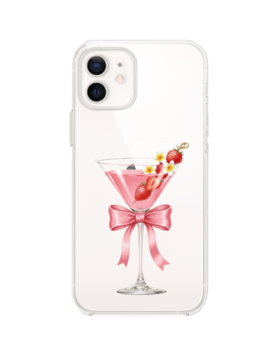 Etui do iPhone 12 przeźroczyste, silikonowe Flexi, Paradise, Strawberry Martini
