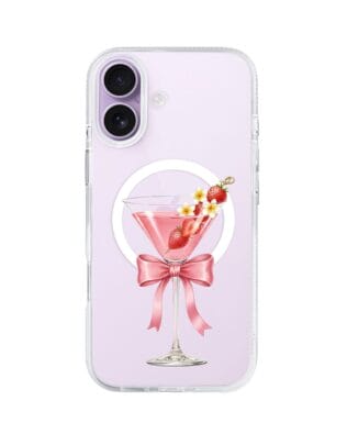 Etui do iPhone 17 z MagSafe przeźroczyste, silikonowe Flexi, Paradise, Strawberry Martini