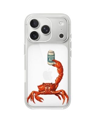Etui do iPhone 17 Pro Max przeźroczyste, silikonowe Flexi, Paradise, krab z piwem
