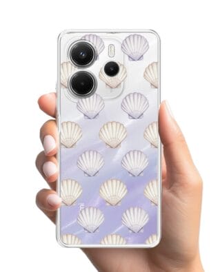 Etui do Xiaomi Redmi Note 14 5G przeźroczyste, silikonowe Flexi, Summer Patterns, pastelowe muszelki
