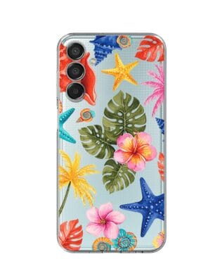 Etui do Samsung Galaxy M15 5G przeźroczyste, silikonowe Flexi, Summer Patterns, tropikalny wzór