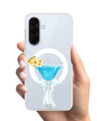 Etui do Samsung Galaxy A57 z MagSafe przeźroczyste, silikonowe Flexi, Paradise, Blue Hawaii