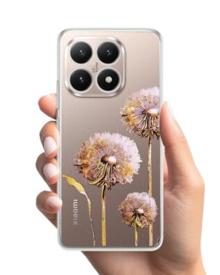 Etui do Xiaomi 15T przeźroczyste, silikonowe Flexi, Kwiaty, fioletowe dmuchawce