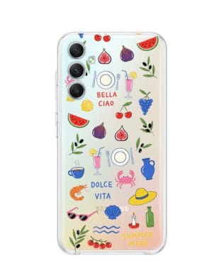 Etui do Samsung Galaxy A34 5G przeźroczyste, silikonowe Flexi, Italian Summer, kolorowe wakacje