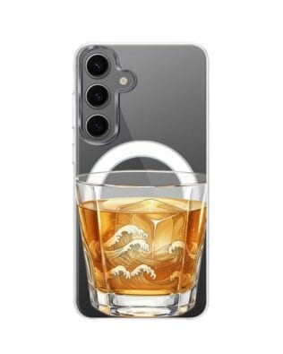 Etui do Samsung Galaxy S24 z MagSafe przeźroczyste, silikonowe Flexi, Paradise, Whiskey on the rocks
