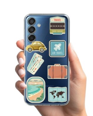 Etui do Samsung Galaxy M15 5G przeźroczyste, silikonowe Flexi, pocztowe znaczki