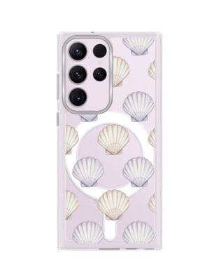 Etui do Samsung Galaxy S23 Ultra z MagSafe przeźroczyste, silikonowe Flexi, Summer Patterns, pastelowe muszelki