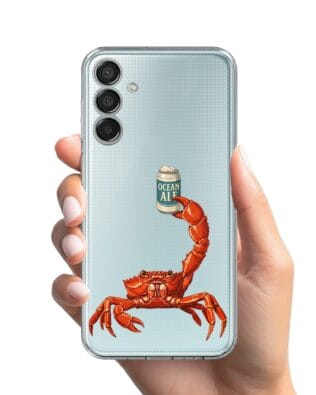 Etui do Samsung Galaxy M15 5G przeźroczyste, silikonowe Flexi, Paradise, krab z piwem